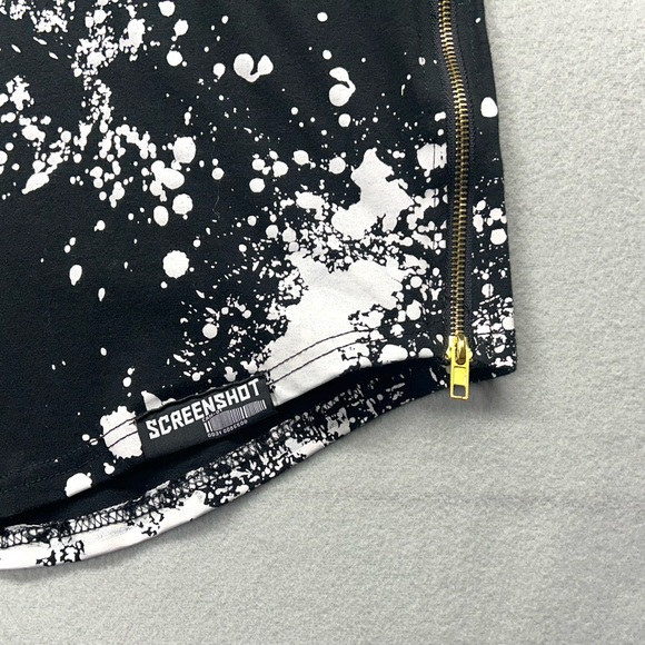 SCREENSHOT Womens Top Shirt XL X-Large Black Gold White Splatter Short Sleeve - Picture 4 of 11